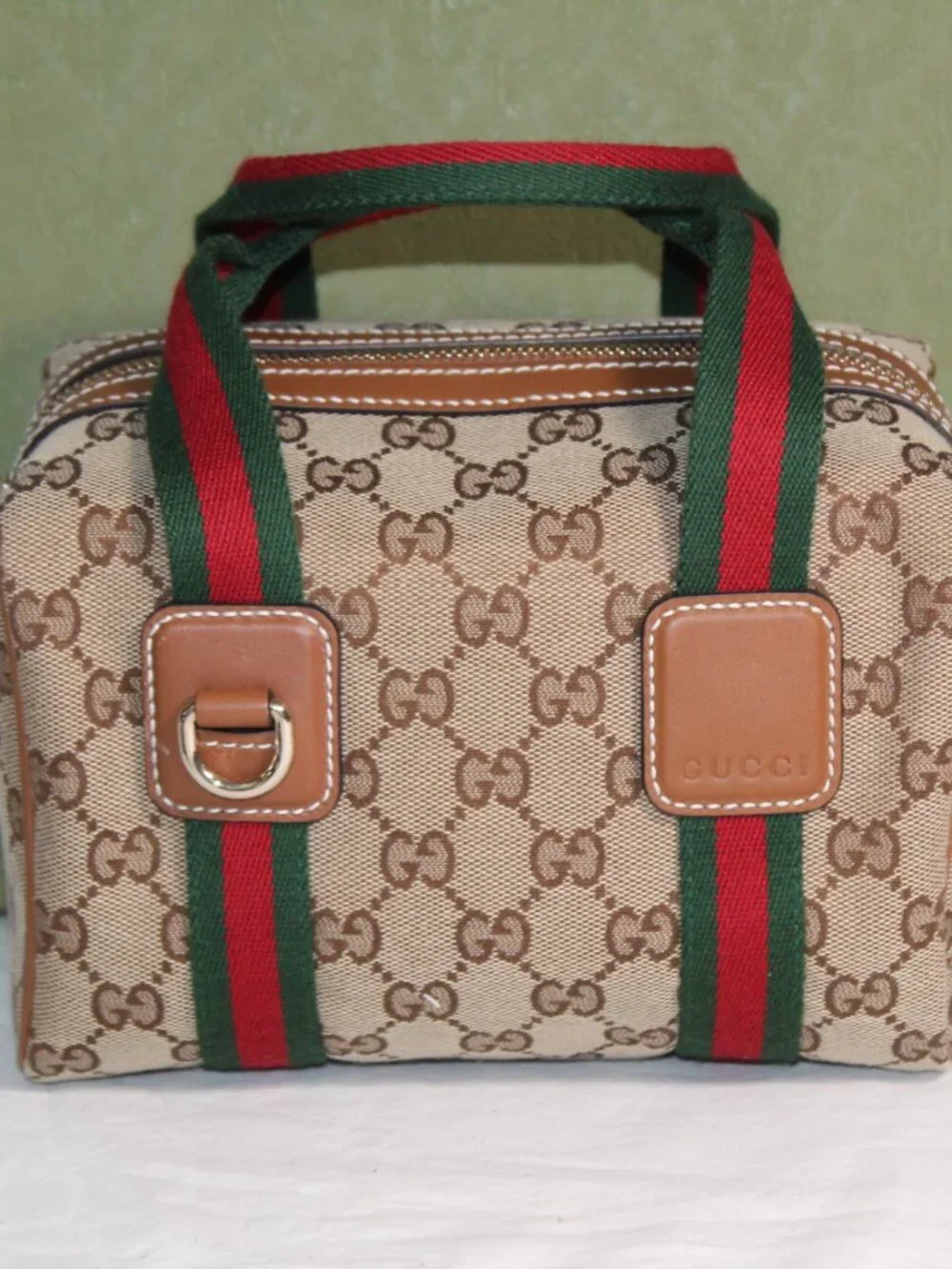 NEW Gucci GG Canvas Web HBG Tote Top Handle Mini Shoulder Bag Crossbody 859975